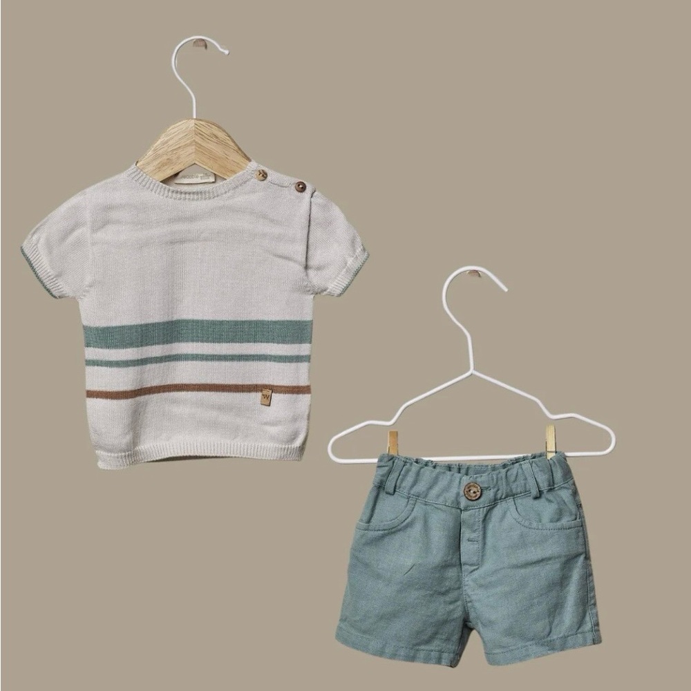 Wedoble Striped Knit Top and Shorts Set